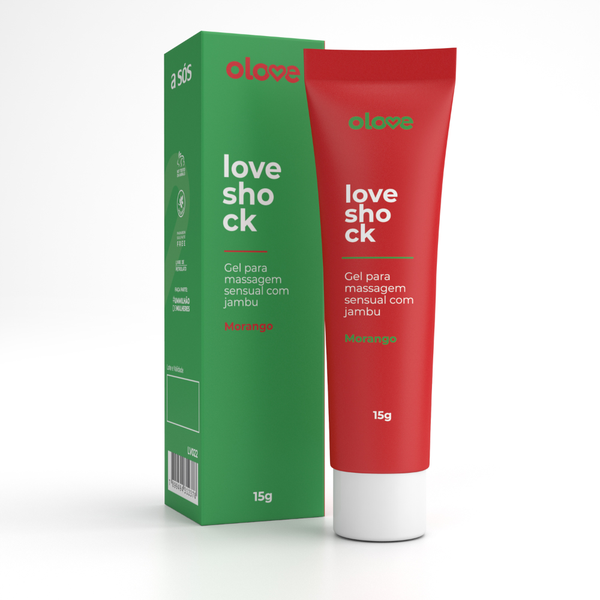 Gel Excitante Beijável Loveshock Morango Olove- 15 g | Nova Embalagem