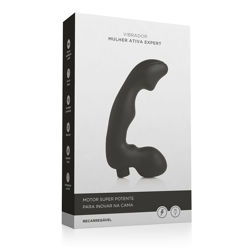 IA158 - Vibrador Recarregável Mulher Ativa Expert Preto - 17.5 cm X 3 cm