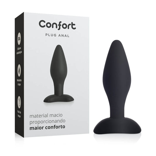 Plug Anal em Silicone Confort Médio- Preto 1000