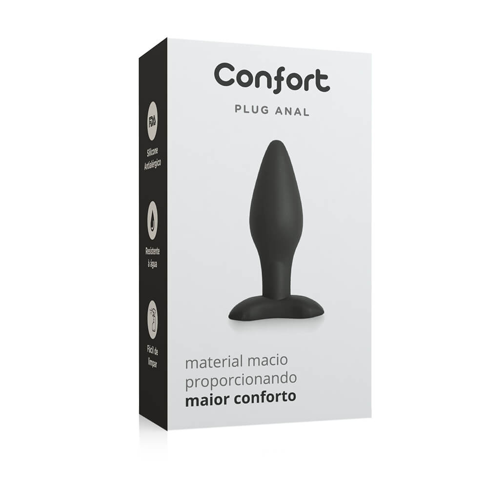 IA258 - Plug Anal em Silicone Confort Médio- Preto