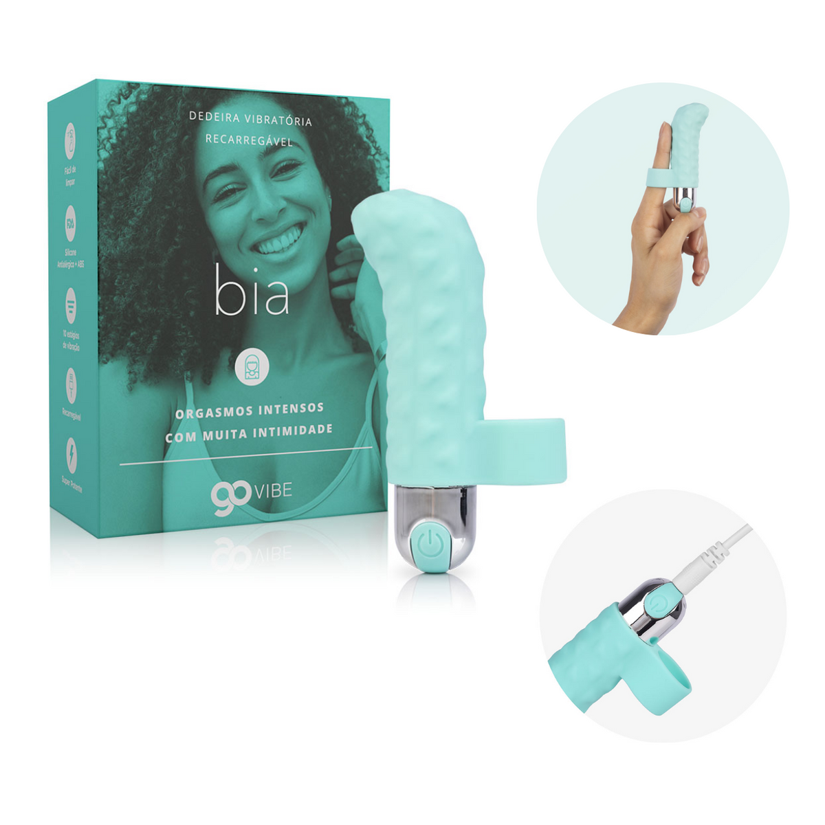 IA415 - Dedeira Vibratória Recarregável Go Vibe Bia - 9.1 cm x 3 cm
