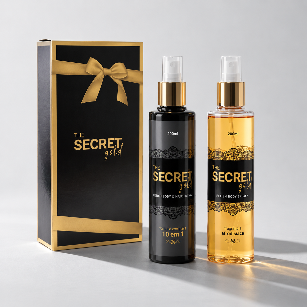 kit The Secret Gold Body + Elixir Gold da Sedução 10 em 1