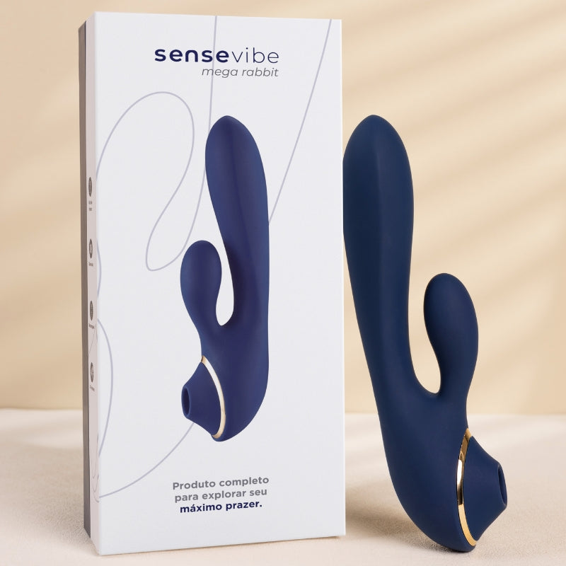 Vibrador e Sugador Recarregável Sensevibe Mega Rabbit