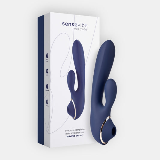 Vibrador e Sugador Recarregável Sensevibe Mega Rabbit 800